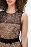 D&G Dolce & Gabbana Gold/Black Sequin Lace Detail Dress with Bow Belt Size 40
