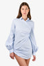 Jacquemus Blue/White Striped Asymmetrical Shirt Dress Size 34