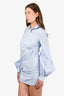 Jacquemus Blue/White Striped Asymmetrical Shirt Dress Size 34