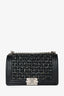 Pre-loved Chanel™ 2017 Black Leather Tweed Medium Boy Bag