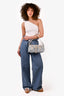 Celine Vintage Blue Leather/Canvas 'Macadam C' Shoulder Bag