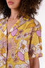 Sandro Yellow/Purple Floral Satin Button Down Top + Shorts Set Size XS