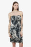 Giambattista Valli Black/White Printed Faille Strapless Mini Dress size 44