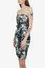 Giambattista Valli Black/White Printed Faille Strapless Mini Dress size 44