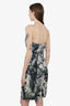 Giambattista Valli Black/White Printed Faille Strapless Mini Dress size 44