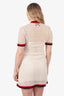 Gucci Cream/Red GG Monogram Lac Striped Trim Dress with Slip Size 40