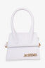 Jacquemus White Leather Mini Le Chiquito Top Handle with Strap