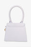 Jacquemus White Leather Mini Le Chiquito Top Handle with Strap