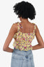 For Love & Lemons Yellow Silk Floral Print Crop Top Size S