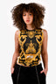 Versace Black/Gold Printed Sleeveless Tank Top Size 42