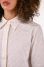 Louis Vuitton Cream Monogram Embroidered Button Down Top Size 36 (As is)