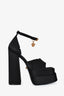 Versace Black Satin Medusa Crystal Embellished Platform Sandals Size 37