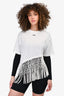 Off-White White Asymmetrical Fishnet Hemmed T-Shirt Size 38