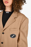 We11done Brown Padded Shoulder Logo Oversized Blazer Jacket Size XS