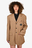 We11done Brown Padded Shoulder Logo Oversized Blazer Jacket Size XS
