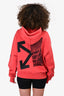 Off-White Red Graphic Printed Hoodie Size S