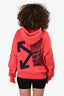 Off-White Red Graphic Printed Hoodie Size S