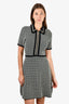 Sandro Black/White Patterned Collared Zip Detail Dress Size 40