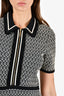 Sandro Black/White Patterned Collared Zip Detail Dress Size 40