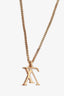 Louis Vuitton Gold Tone Upside Down Logo Necklace