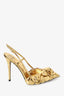 Valentino Gold Metallic Atelier 03 Rose Edition 110mm Slingback Pumps Size 39.5