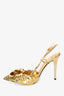 Valentino Gold Metallic Atelier 03 Rose Edition 110mm Slingback Pumps Size 39.5