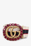Gucci Red/White Jacquard Crystal Stripe Double G Belt size 100.40