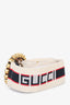 Gucci Red/White Jacquard Crystal Stripe Double G Belt size 100.40