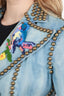 Gucci Blue Acid Washed Bird Embroidered Gold Studded Denim Blazer Size 42