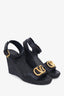 Valentino Black V-Logo Espadrille Wedges size 38