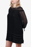 Derek Lam 10 Crosby Black Mesh Pleated Mini Dress Size 4