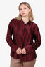 Nili Lotan Red/Black Silk Striped Blouse Size XL