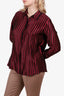 Nili Lotan Red/Black Silk Striped Blouse Size XL