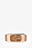 Gucci Beige Leather Wide Belt with Gold Buckle Size 90/36