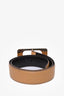Gucci Beige Leather Wide Belt with Gold Buckle Size 90/36