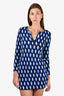 Diane Von Furstenberg Blue/Black Printed Mini Shirt Dress Size 0