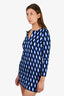 Diane Von Furstenberg Blue/Black Printed Mini Shirt Dress Size 0