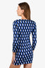 Diane Von Furstenberg Blue/Black Printed Mini Shirt Dress Size 0