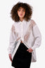 Celine White Lace Detailed Button Down Shirt Size 36