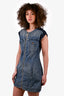 Louis Vuitton Blue Denim Monogram Zip-Up Dress Size 36