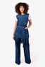 Gucci Blue Denim Belted Vest Jacket + Wide Legged Jeans Set Size 44
