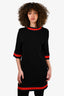 Gucci Black Red/Navy Trim Detailed Dress + Pants Set Size M
