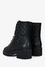 Pre-loved Chanel™ Black Leather Quilted Faux Pearl Embellished Combat Boots Size 37.5