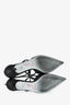 Rene Caovilla Black Leather Crystal Bow Embellished Karung Heels Size 37.5