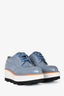 Prada Blue Leather Pointed Toe Platform Oxford Size 37