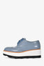 Prada Blue Leather Pointed Toe Platform Oxford Size 37