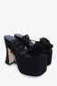 Magda Butrym Black Satin Rose Platform Lace-Up Heels Size 39