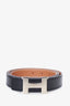 Hermes Black/Tan Leather Reversible 'H' 24mm Belt Size 90