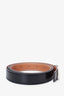 Hermes Black/Tan Leather Reversible 'H' 24mm Belt Size 90