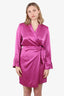 Nanushka Fushia Side-Tie Long Sleeve Mini Dress Size S